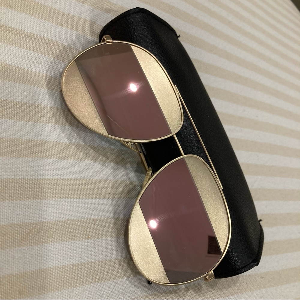 Boutique Gold and Pink Lens Aviator Sunglasses